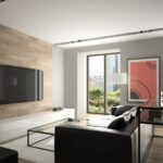 diseño interior moderno sala tv estancia vista